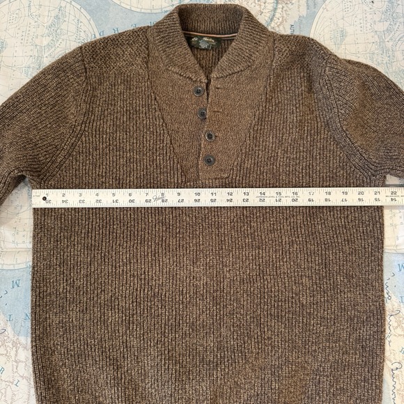 Eddie Bauer 1/4 Button Sweater Brown Chunky Knit Henley Fisherman Outdoor Tall L - Picture 4 of 16